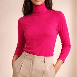 Westbound Vintage 100% Cotton Fuchsia Turtleneck Top Size Small